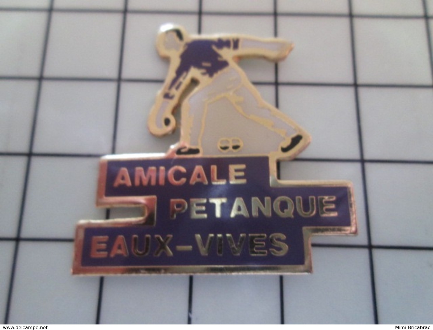 415a Pin's Pins / Beau Et Rare / THEME : SPORTS / AMICALE PETANQUE EAUX VIVES Par PUBLIGADGETS - Jeux