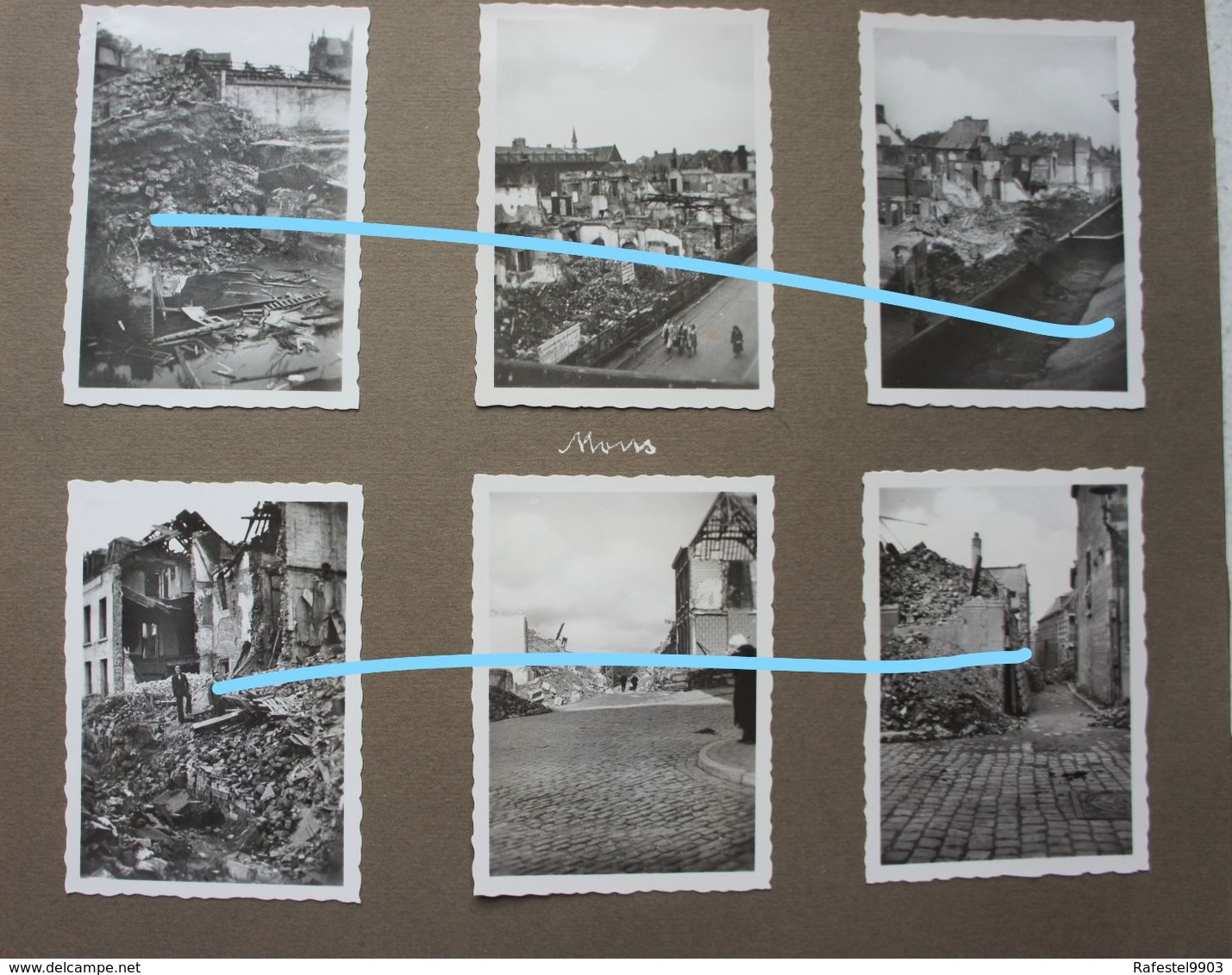 Photox11 MONS 1940 Occupation Officier Allemand Boulevard Sainctelette Destructions Ruines Guerre - Places