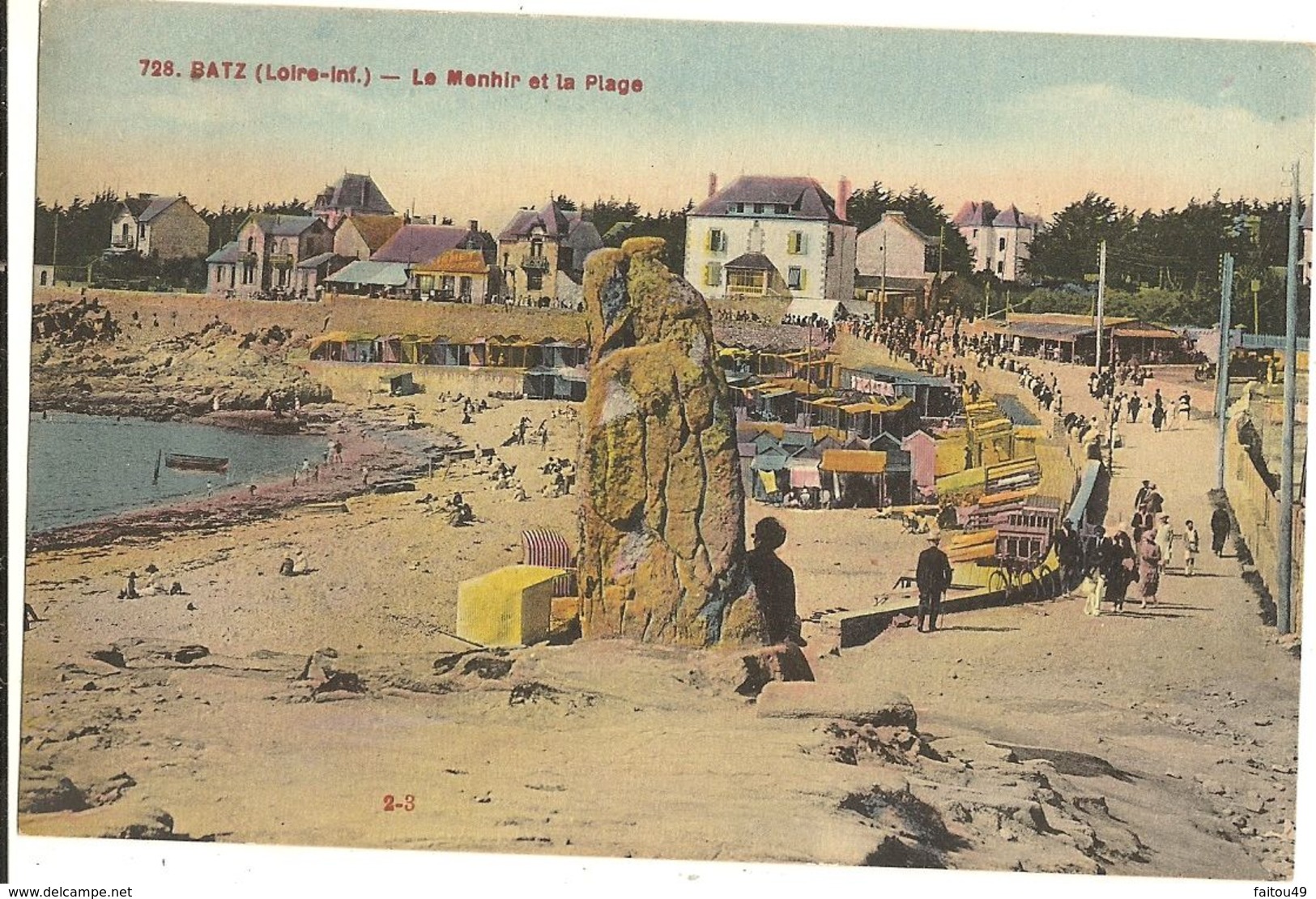 44 -    BATZ - Le Menhir Et La Plage  168 - Batz-sur-Mer (Bourg De B.)