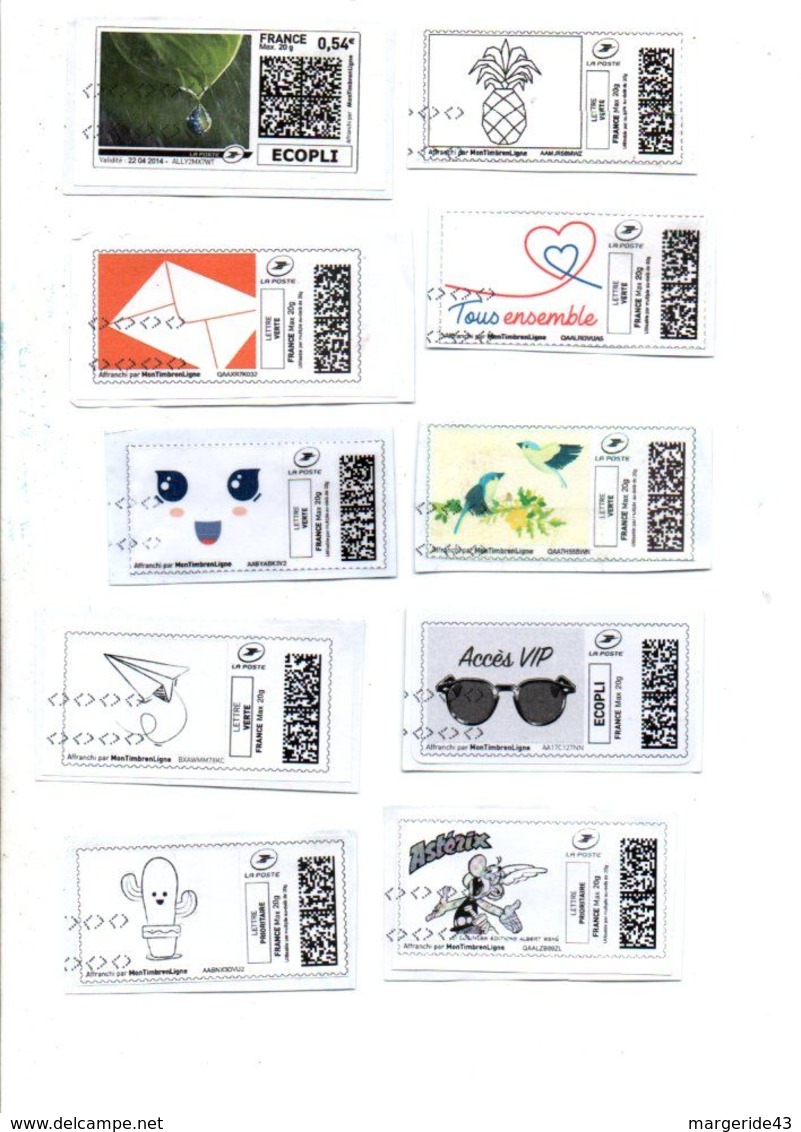 FRANCE MONTIMBRENLIGNE LOT DE 10 DIFFERENTS - Lots & Kiloware (mixtures) - Max. 999 Stamps