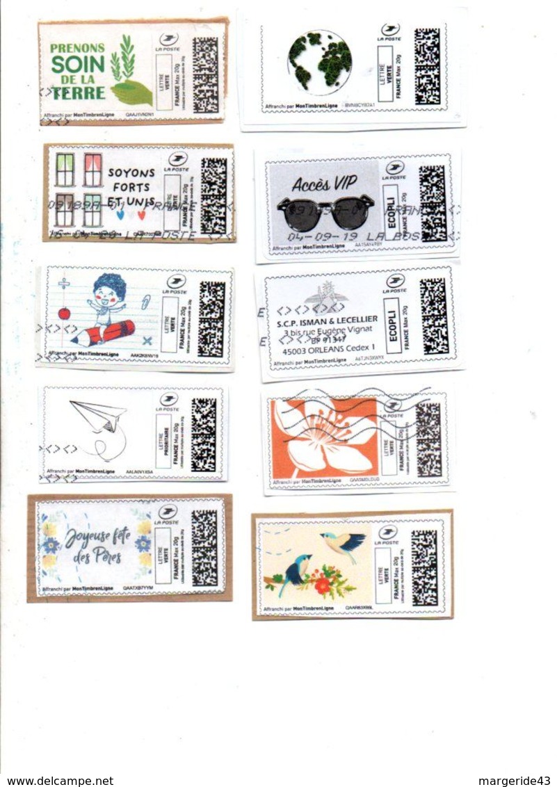 FRANCE MONTIMBRENLIGNE LOT DE 10 DIFFERENTS - Mezclas (max 999 Sellos)