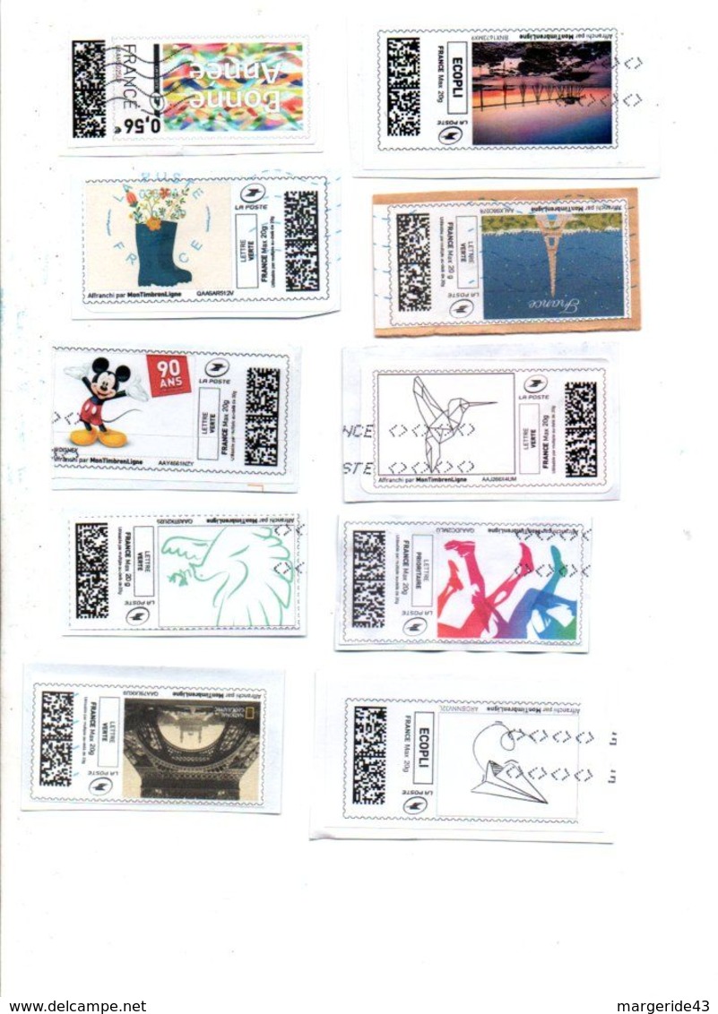 FRANCE MONTIMBRENLIGNE LOT DE 10 DIFFERENTS - Vrac (max 999 Timbres)