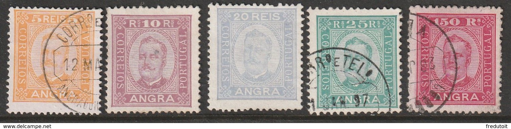 ANGRA - 5 Timbres Obl/nsg (1892) Carlos 1er - Angra