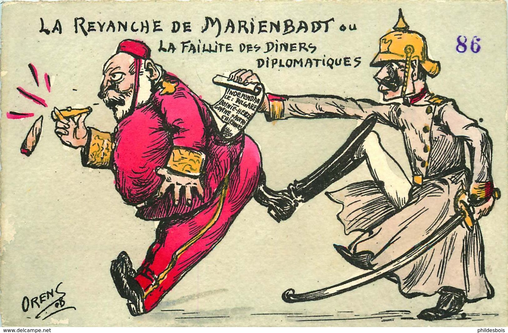 CARICATURE SATIRIQUE POLITIQUE Illustrateur ORENS (dessin Original)  LA REVANCHE DE MARIENBADT - Orens