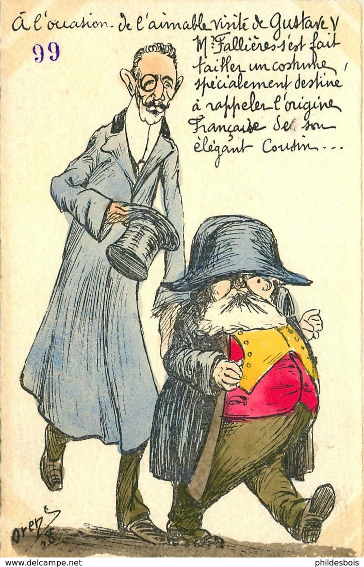 CARICATURE SATIRIQUE POLITIQUE Illustrateur ORENS (dessin Original)  A L'OCCASION DE L'AIMABLE VISITE .... - Orens