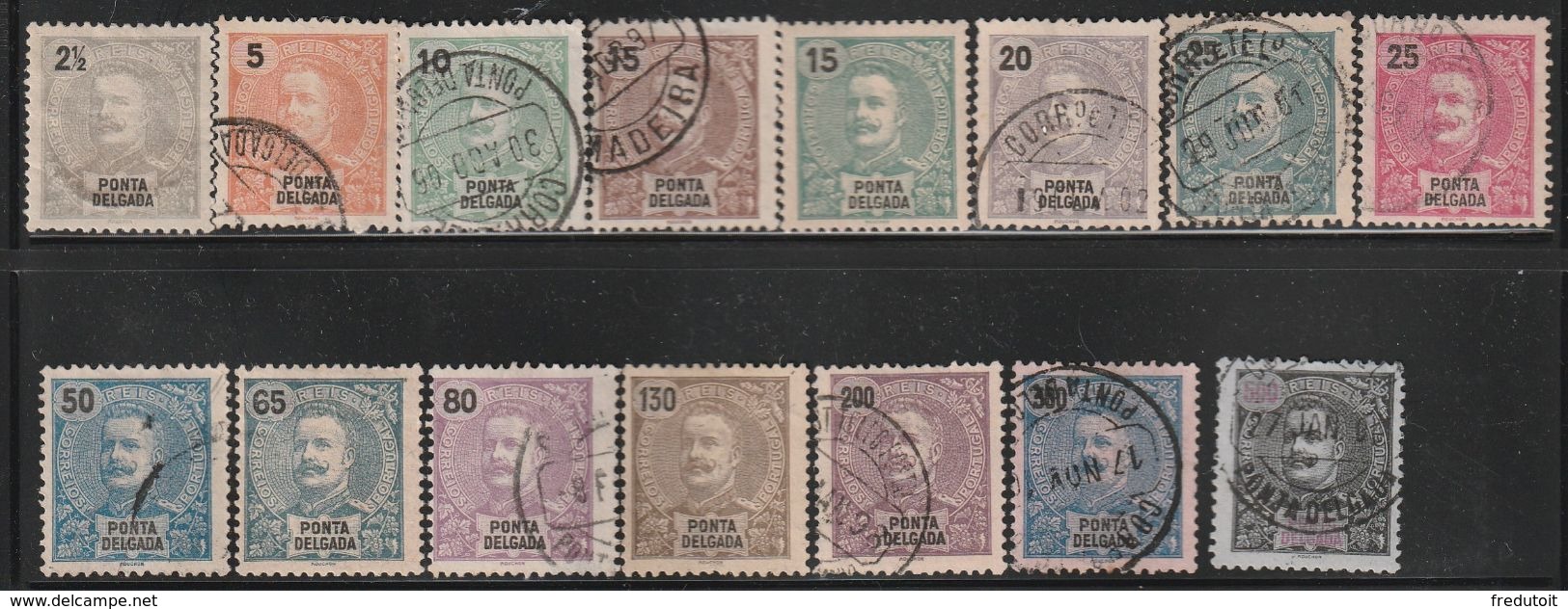 PONTA DELGADA - 15 Timbres Obl (1897-1905) Carlos 1er - Ponta Delgada