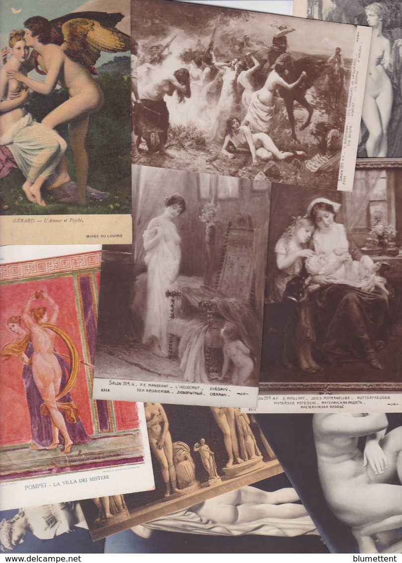 Lot 2454 De 10 CPA Nude Nu Féminin Femmes Nues Tableaux Sculpture Déstockage Pour Revendeurs Ou Collectionneurs - 5 - 99 Cartes