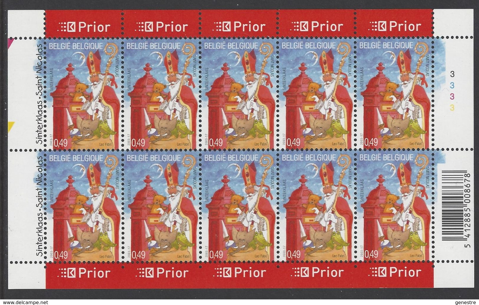 Belgique COB F3210** (MNH) - Planche 3 - 2001-2010