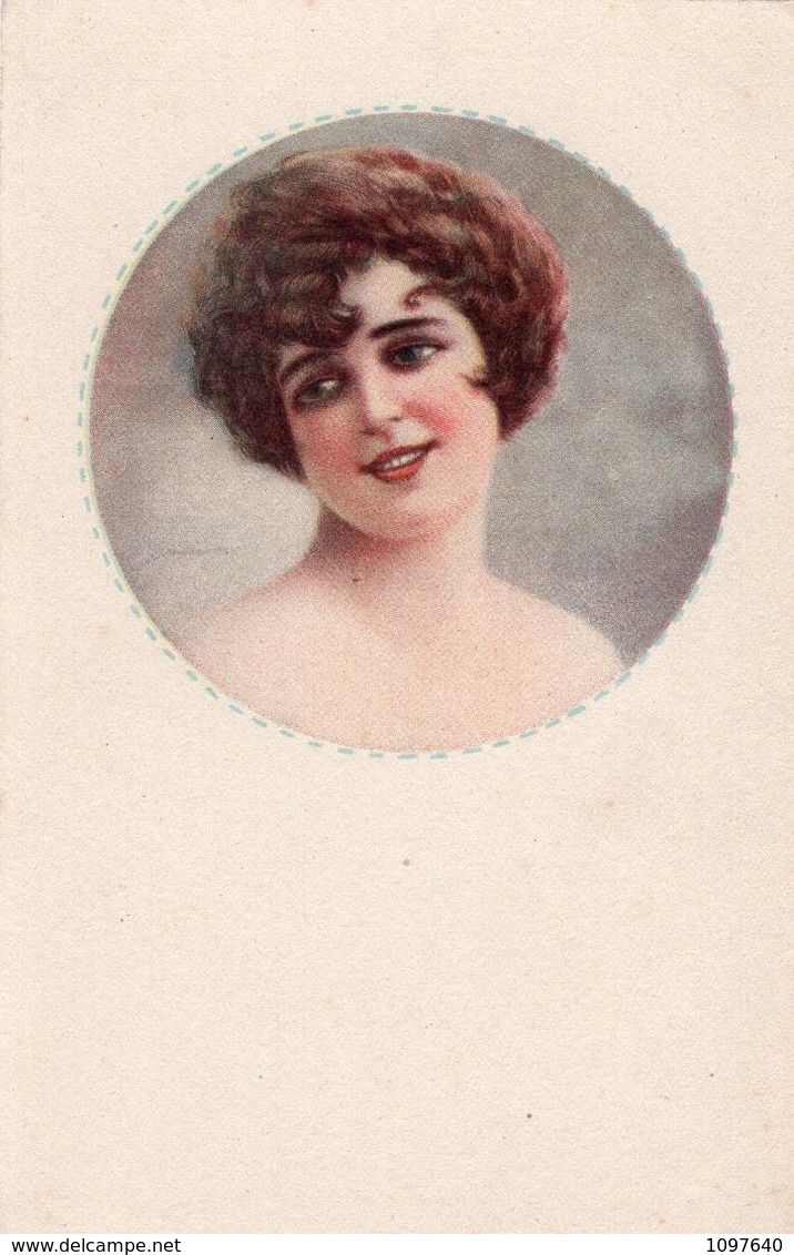 Illustrateur C.Monestier. Prortrait De Jeune Femme Au Sourire Enchanteur. - Monestier, C.