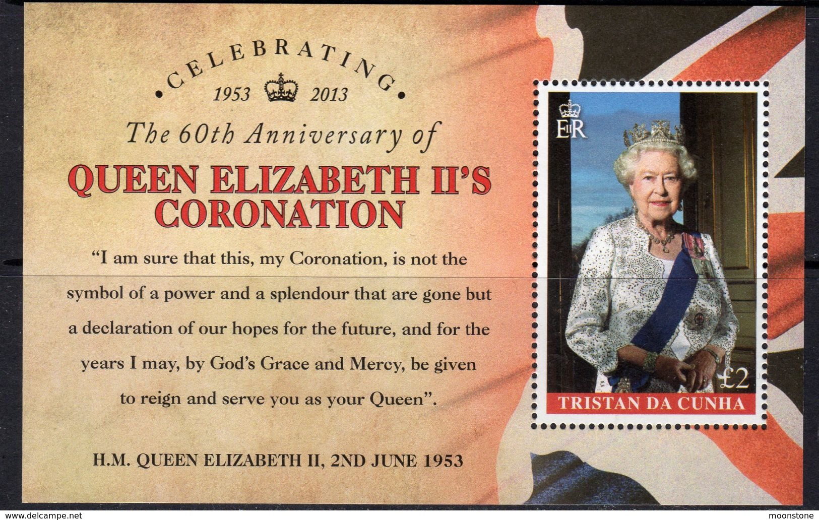 Tristan Da Cunha 2013 60th Anniversary Of Coronation MS, MNH, SG 1077 - Tristan Da Cunha