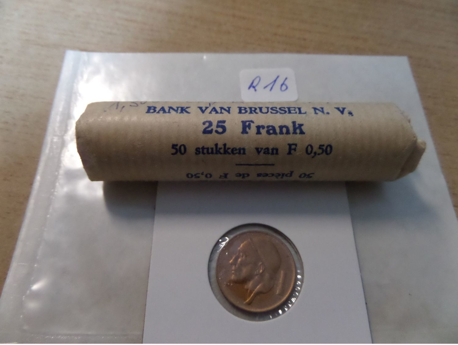 1974  50 Cent - Bank Rolletje Van 50 Stuks - Franse Taal  - R16  Bank Van Brussel - 50 Centimes