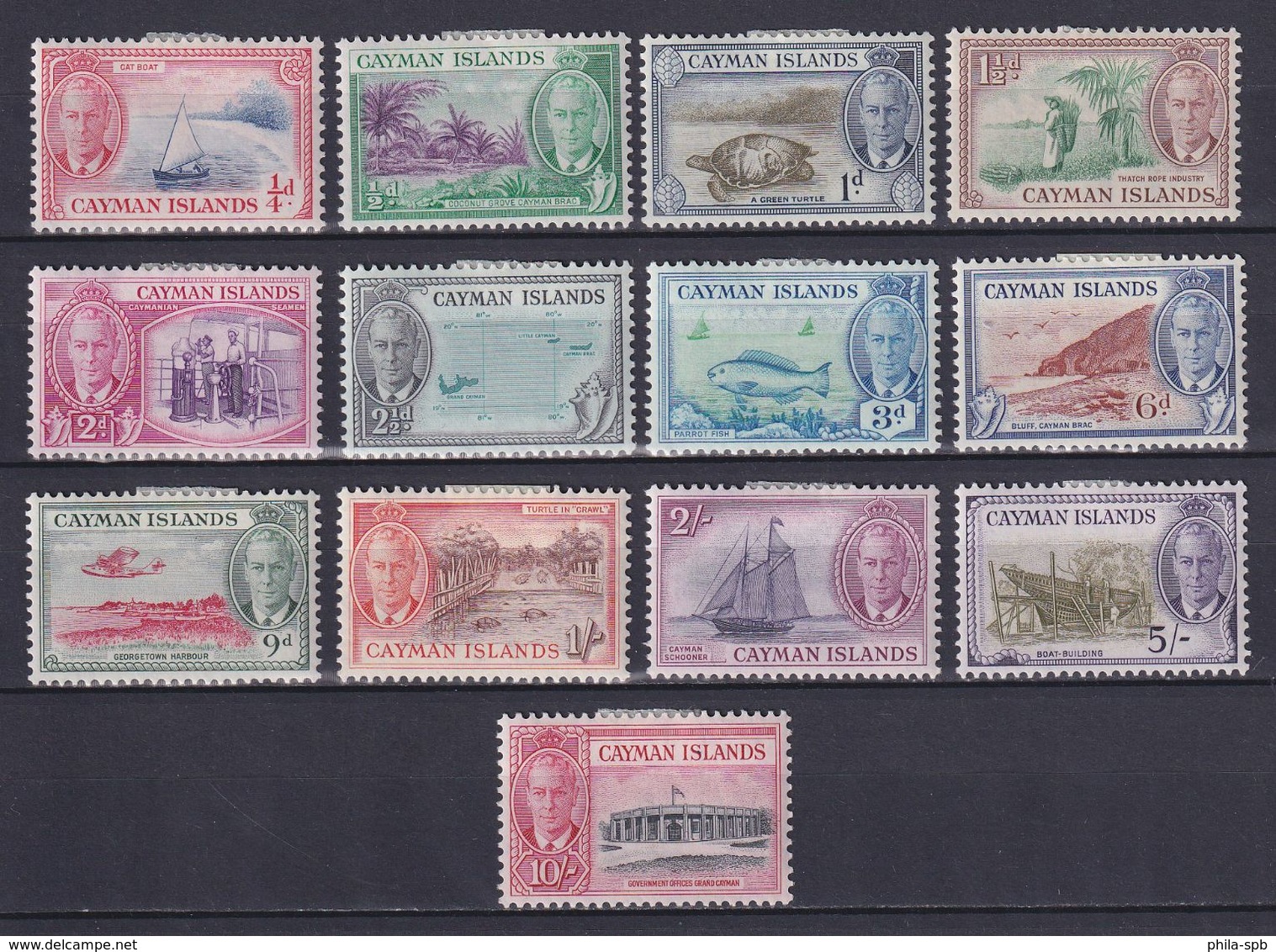 CAYMAN 1950, SG# 135-147, CV £80, Animals, Fish, Ships, Architecture, MH - Cayman (Isole)