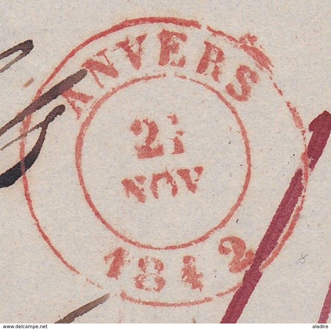 1842 - Folded Cover To Berlin, Germany Via Antwerp Anvers Belgium - On Ship "Avance" - 1830-1849 (Unabhängiges Belgien)