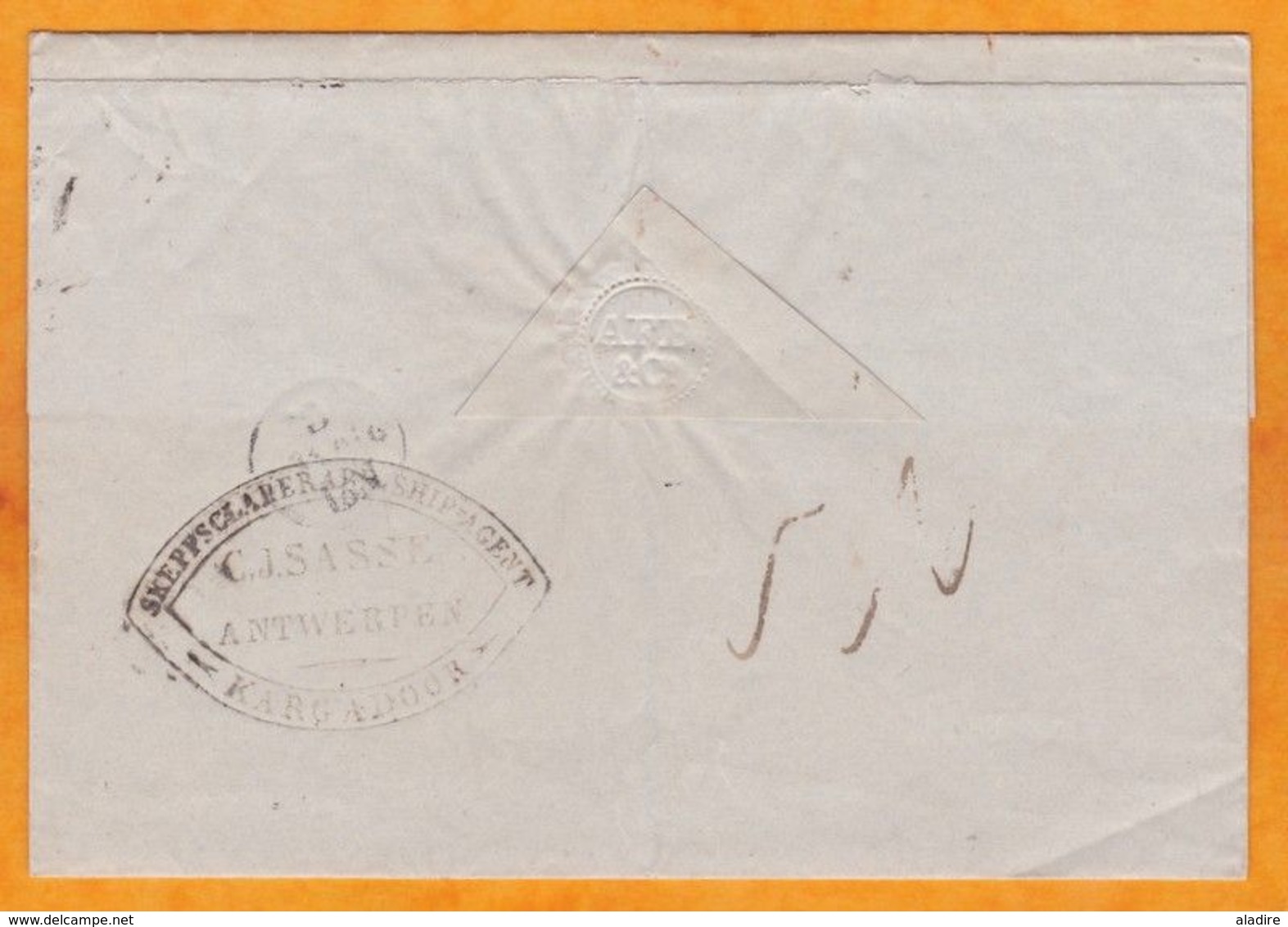 1842 - Folded Cover To Berlin, Germany Via Antwerp Anvers Belgium - On Ship "Avance" - 1830-1849 (Unabhängiges Belgien)