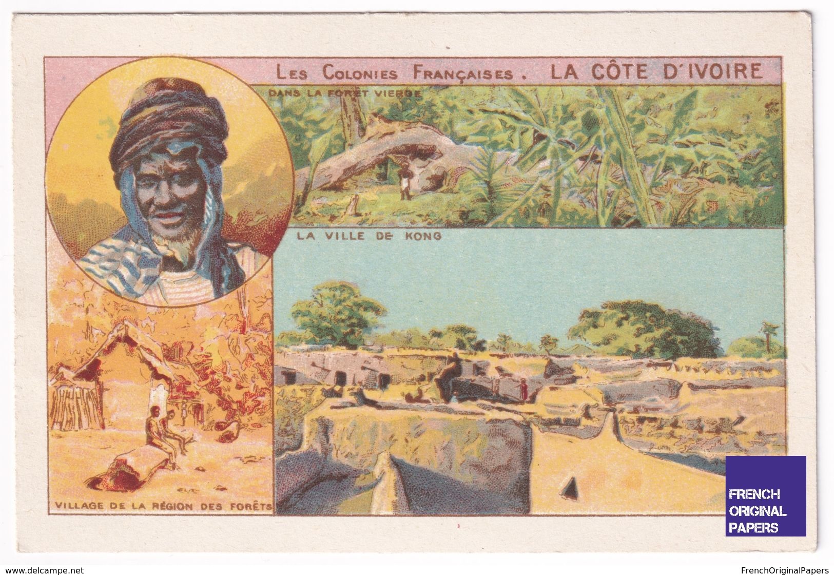 Chromo Didactique Romanet Chicorée Williot Colonie Française Côte D'Ivoire Afrique Kong Colon Village A36-76 - Tea & Coffee Manufacturers