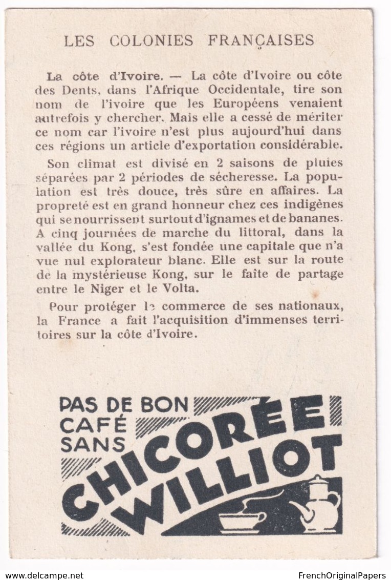 Chromo Didactique Romanet Chicorée Williot Colonie Française Côte D'Ivoire Afrique Kong Colon Village A36-76 - Tea & Coffee Manufacturers