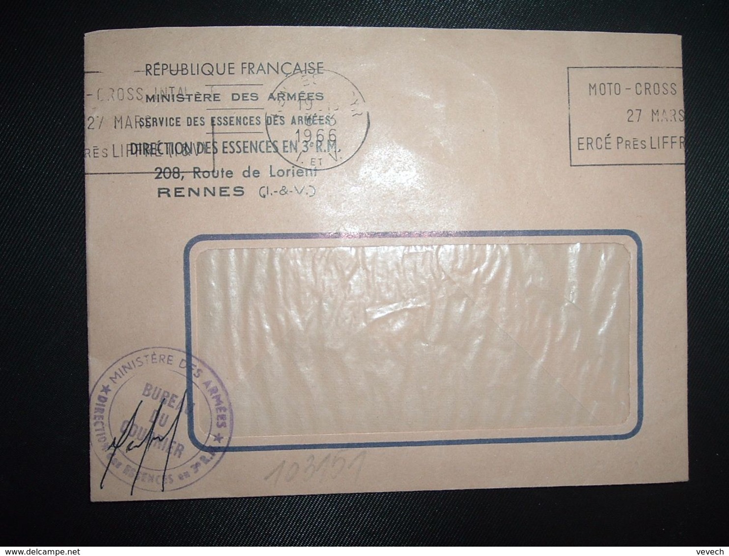 LETTRE OBL.MEC.3-3 1966 RENNES ST CYR I. ET V. (35) DIRECTION DES ESSENCES EN 3e R.M. - Bolli Militari A Partire Dal 1900 (fuori Dal Periodo Di Guerra)