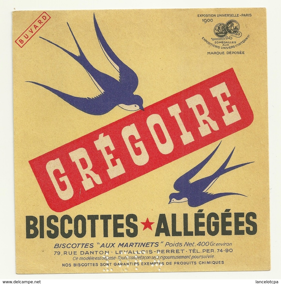 BUVARD ANCIEN / BISCOTTES ALLEGEES GREGOIRE - Otros & Sin Clasificación