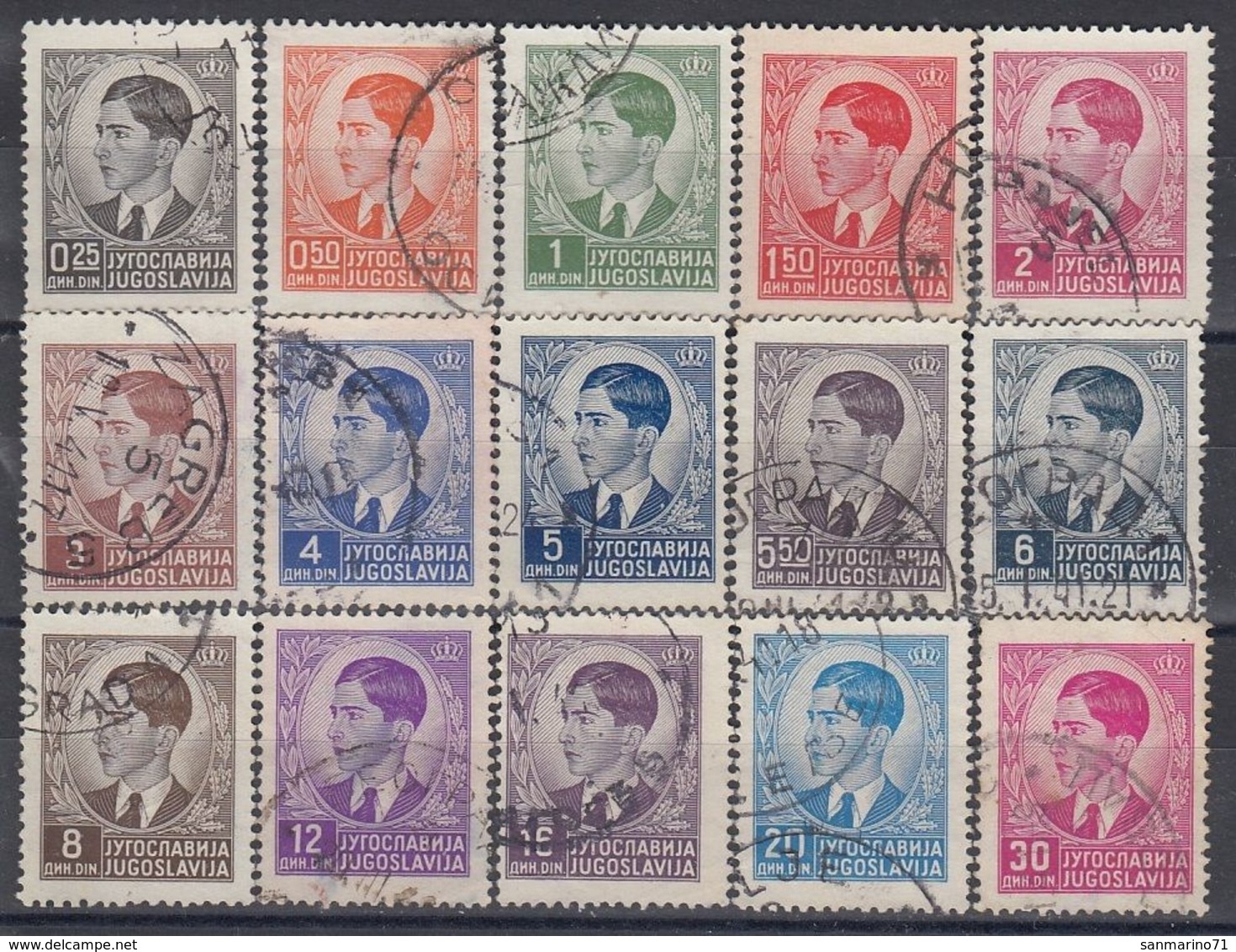 YUGOSLAVIA 393-407,used,falc Hinged - Usados