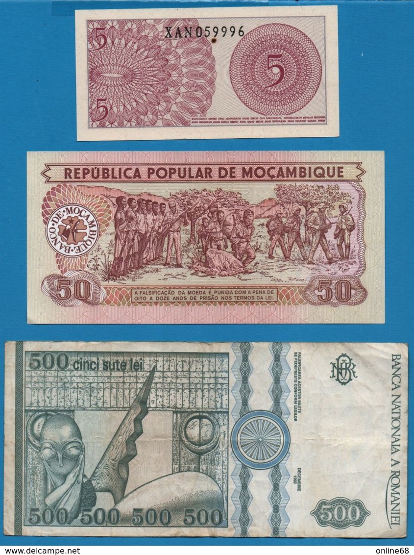 LOT BILLETS 3 BANKNOTES  INDONESIA MOZAMBIQUE ROMANIA - Alla Rinfusa - Banconote