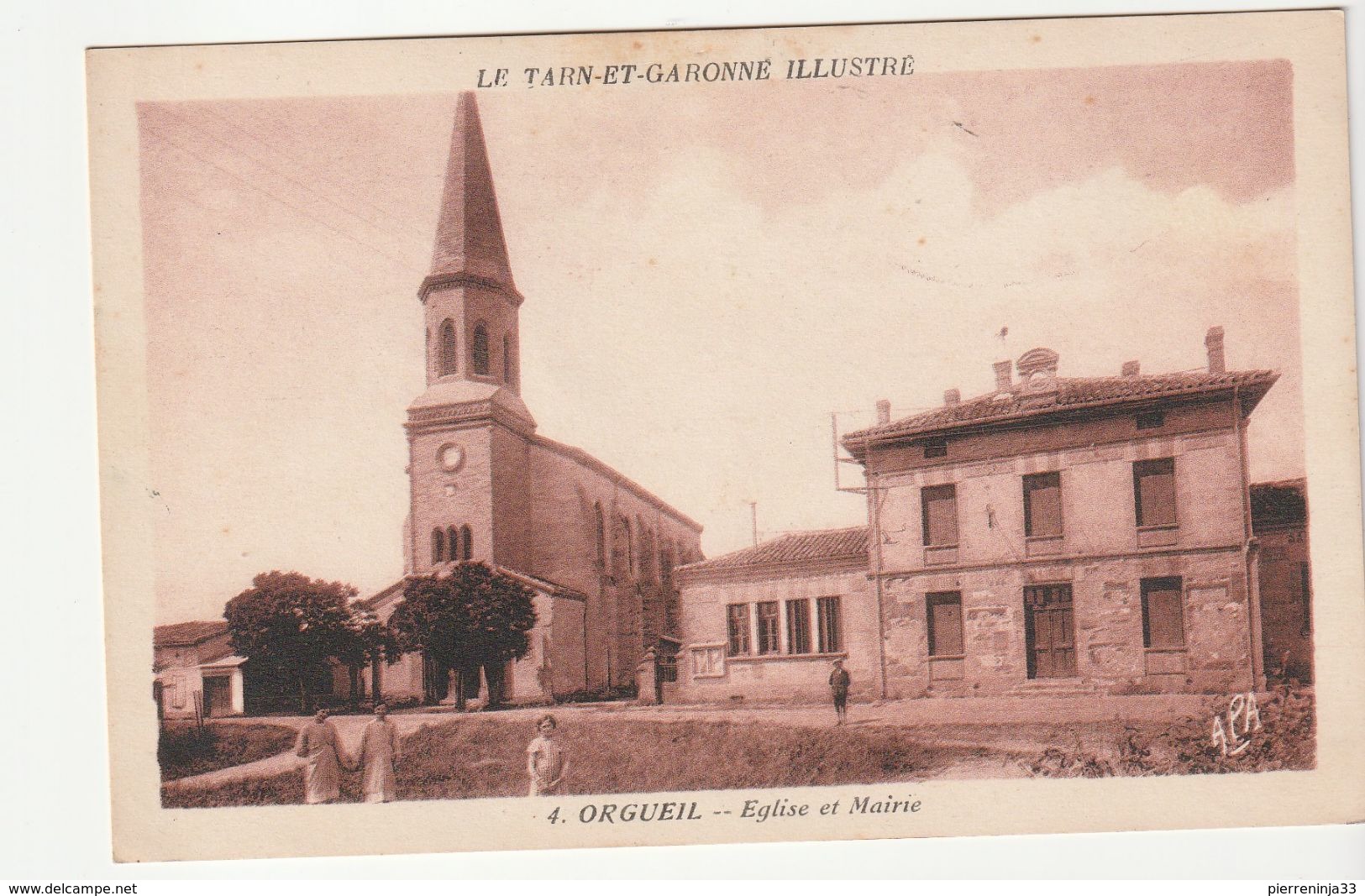 Orgueil ( Tarn Et Garonne) Eglise Et Mairie , Animée - Autres & Non Classés