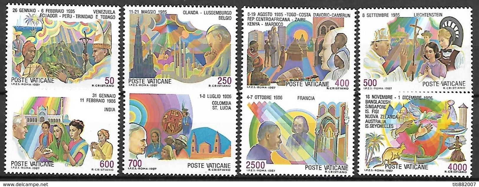 VATICAN     -   1987 .  Y&T N° 817 à 824 ** .   Voyages De S.S. Jean Paul II Dans Le Monde. - Unused Stamps