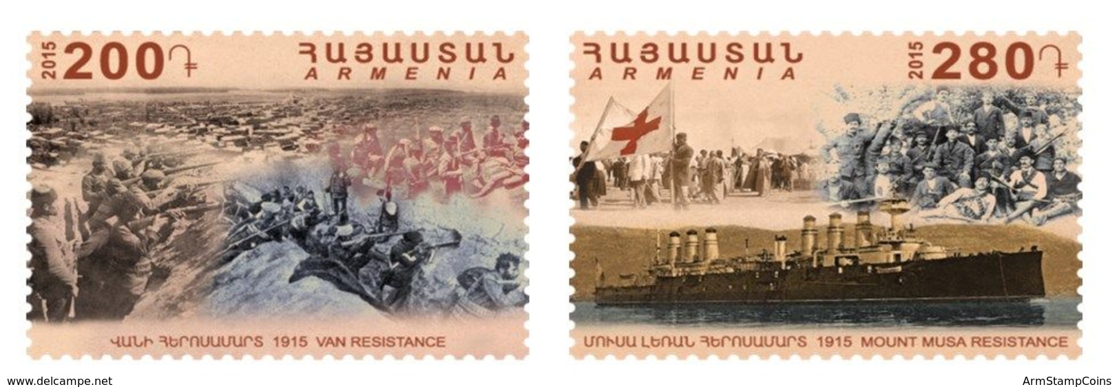 Armenia MNH** 2015 Mi 944-945 Centennial Of The Armenian Genocide Van Mount Musa Resistance WW I - 2 Stamps - Armenien