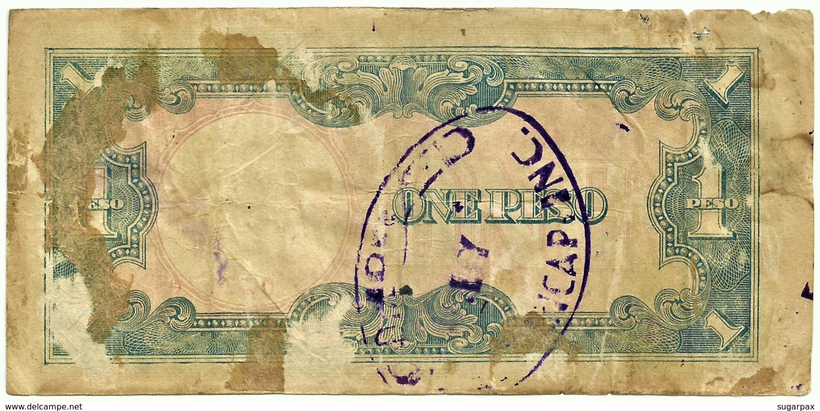 PHILIPPINES - 1 Peso - ND ( 1943 ) WWII - Pick 109.a - With OVERPRINT - Serie 34 - Japanese Occupation - Philippines