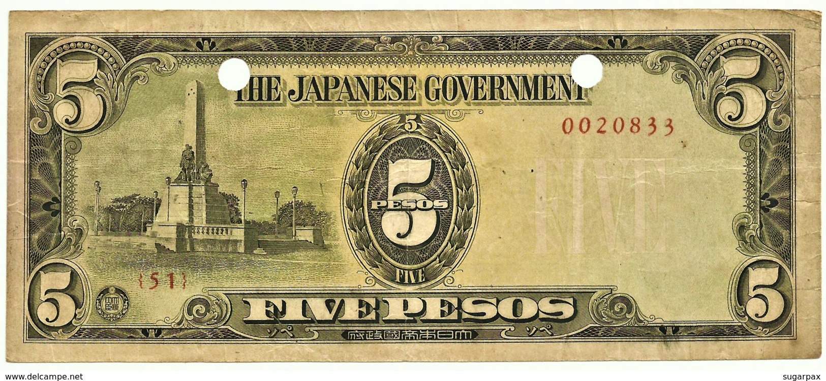PHILIPPINES - 5 Pesos - ND ( 1943 ) WWII - Pick 110 - Serie 51 - Japanese Occupation - Philippines