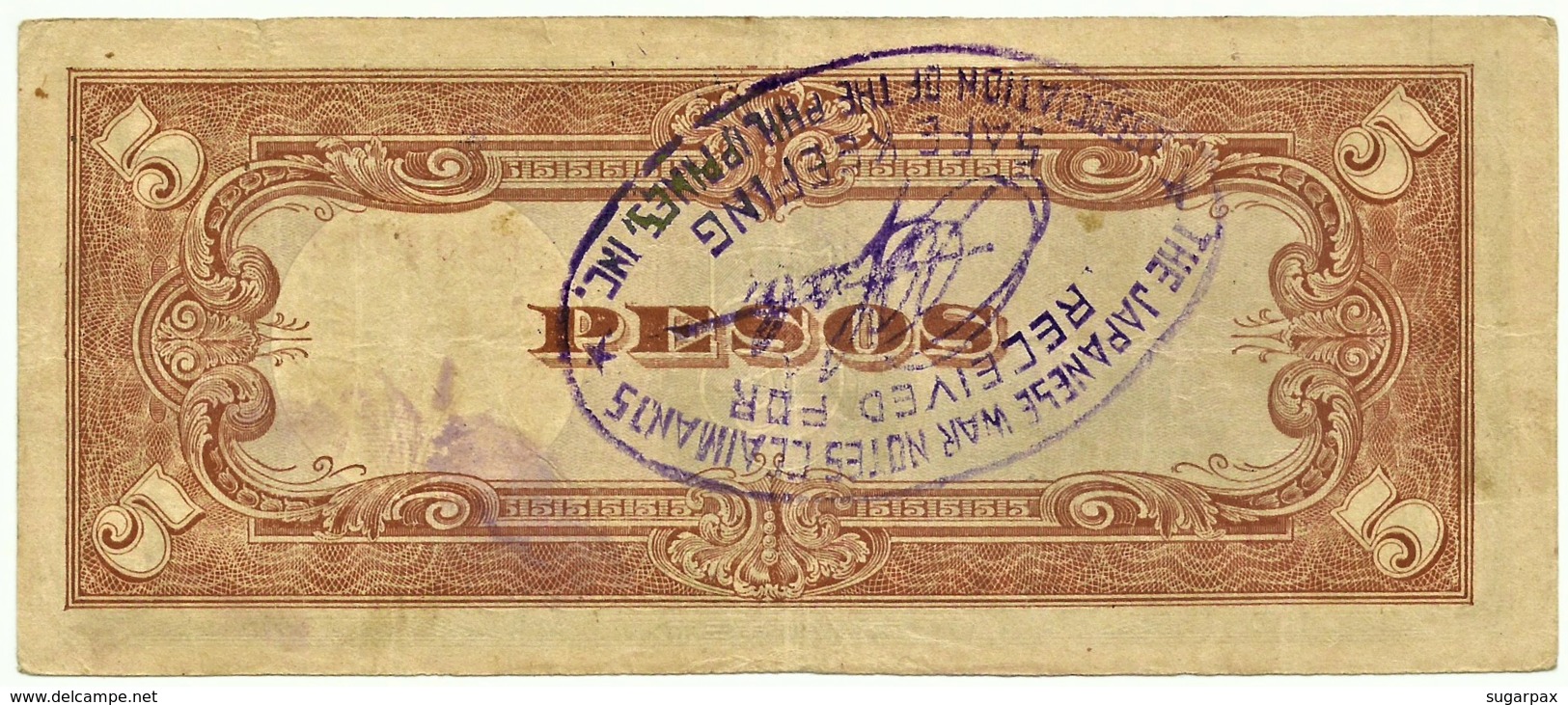 PHILIPPINES - 5 Pesos - ND ( 1943 ) WWII - Pick 110 - With OVERPRINT - Serie 41 - Japanese Occupation - Philippines