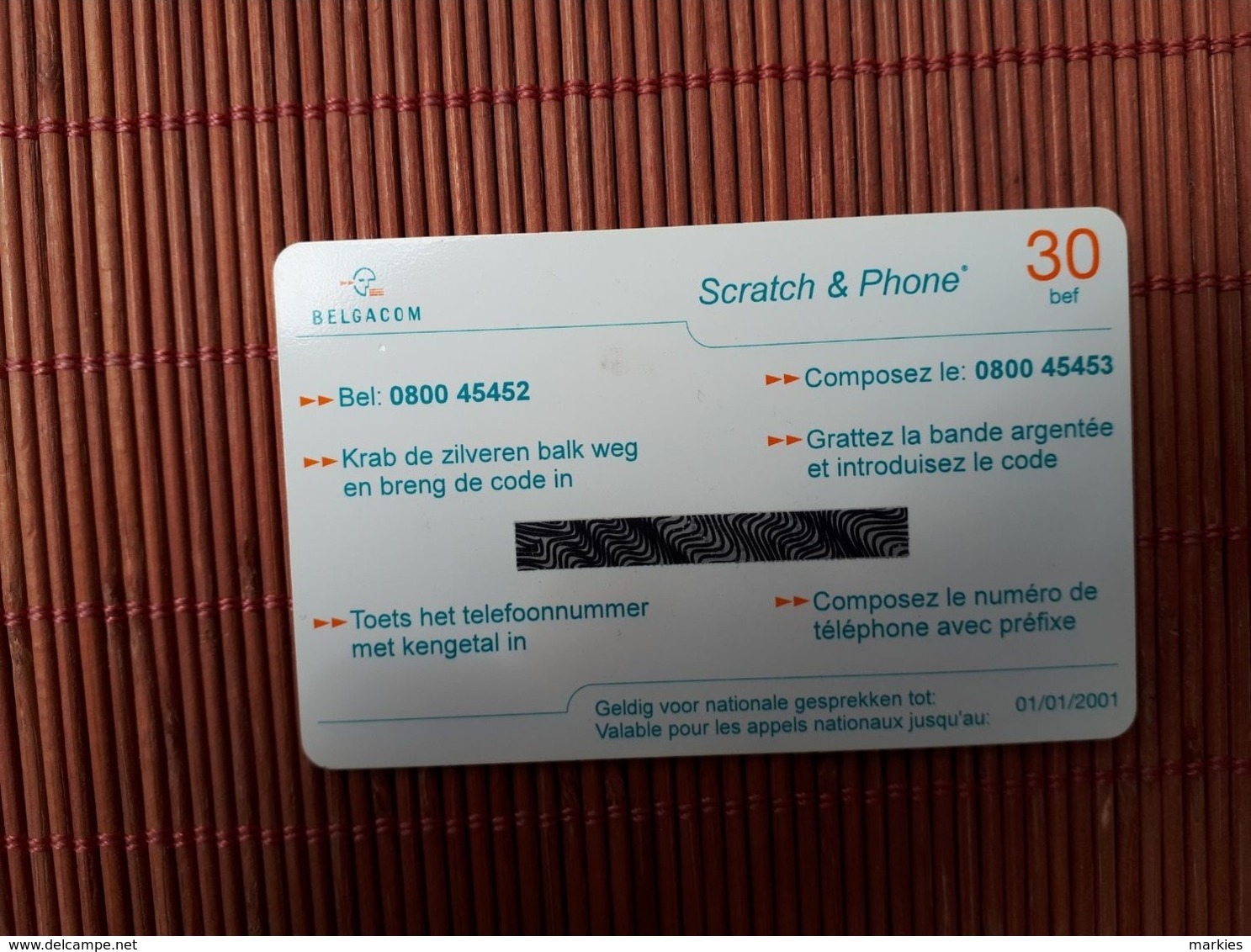 Sratch & Phone Belgacom 01/01/2001 (Mint,Neuve) 2 Scans Rare - Cartes GSM, Recharges & Prépayées