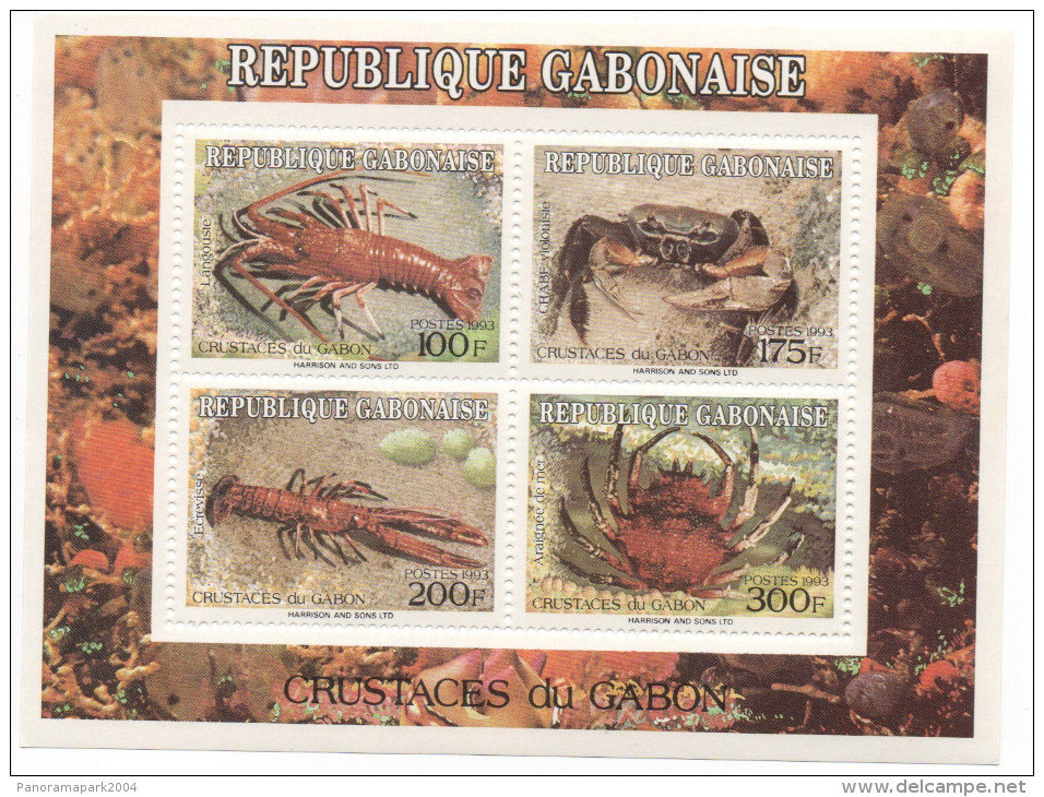 Gabon Gabun 1993 Mi. Bl. A76 Bloc Block Sheetlet Crustacés Shells Sealife Corals Krustentiere Scarce Faune Fauna MNH** - Gabon (1960-...)