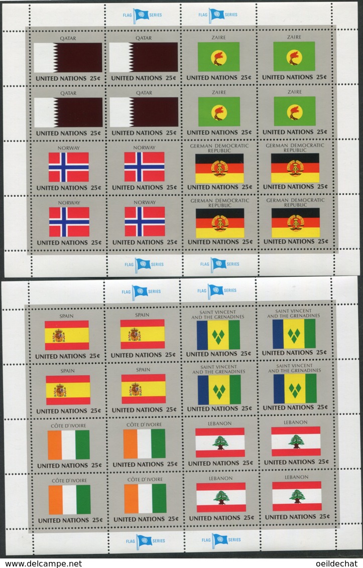 18651 NATIONS UNIES N°521/36**(4 Feuilles)  Drapeaux Des Etats Membres De L'ONU  1988  TB - Unused Stamps