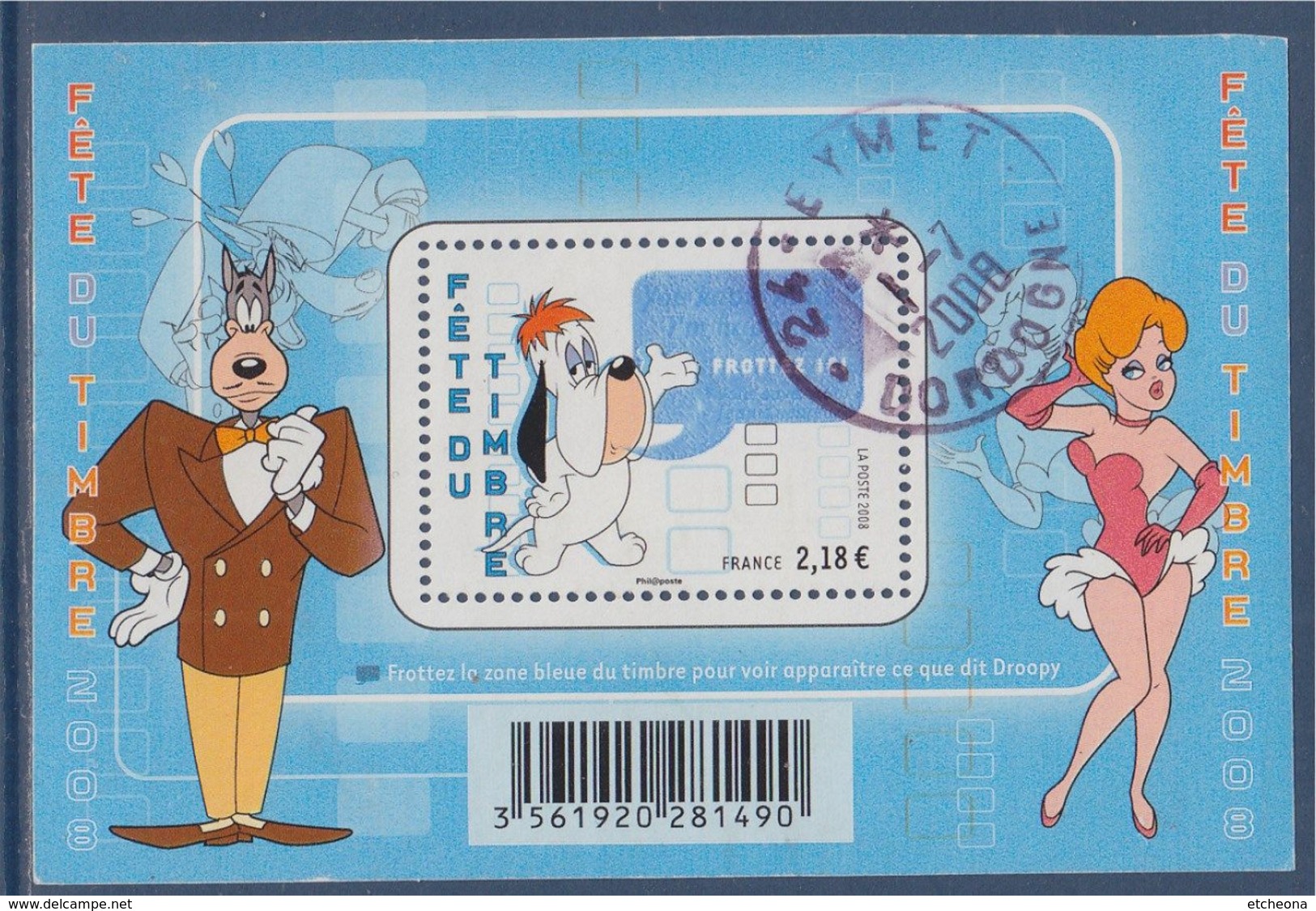 Fête Du Timbre Droopy Personnage Des Dessins Animés De Tex Avery, Avec La Girl Et Le Loup BF 116 (4152) Oblitéré - Used