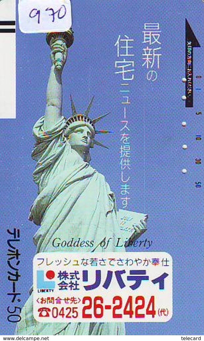 Telecarte JAPON (970)  FRONT BAR 110-16914  * LIBERTY STATUE  * New York * USA * PHONECARD JAPAN * - Paysages