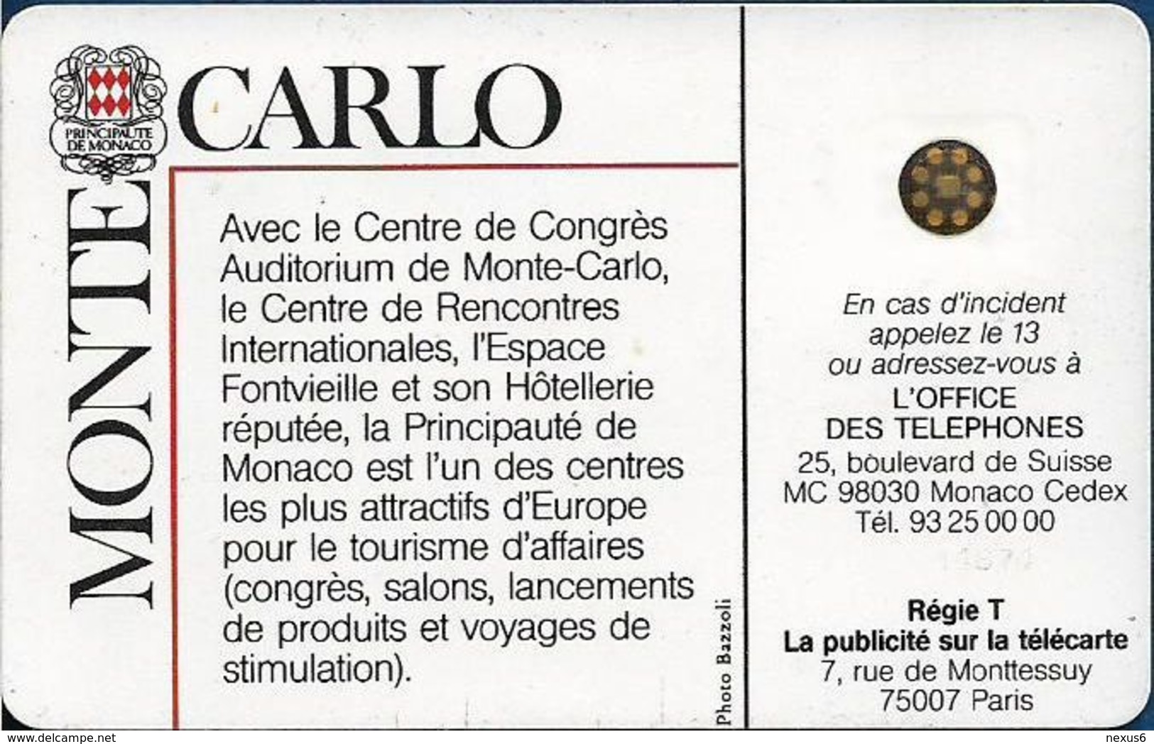 Monaco - MF5B - Palais Des Congres - Cn. 14874 - 03.1990, SC5 SB, 120Units, 10.200ex, Used - Monaco