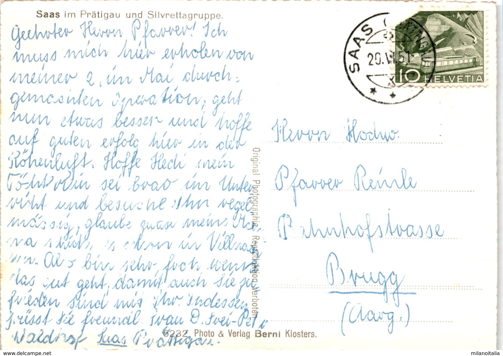 Saas Im Prätigau Und Silvrettagruppe (6232) * 20. 6. 1951 - Saas Im Prättigau