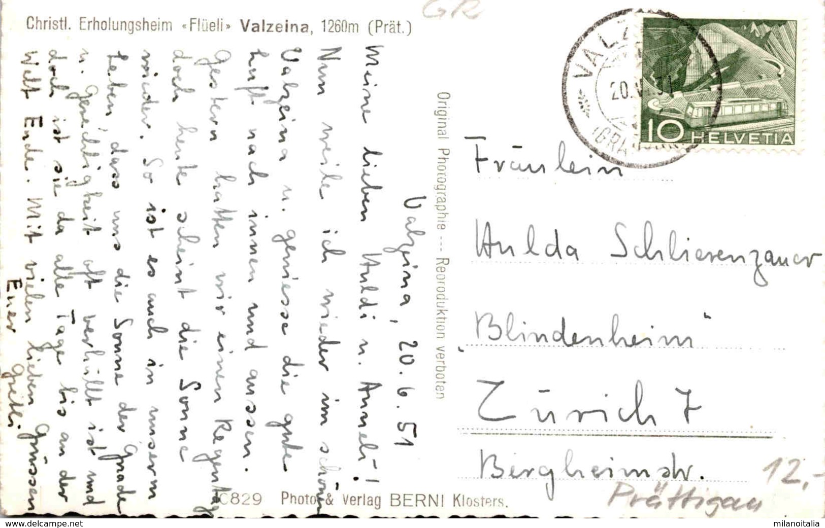 Christl. Erholungsheim "Flüeli" Valzeina (Prät.) (10829) * 20. 6. 1951 - Valzeina