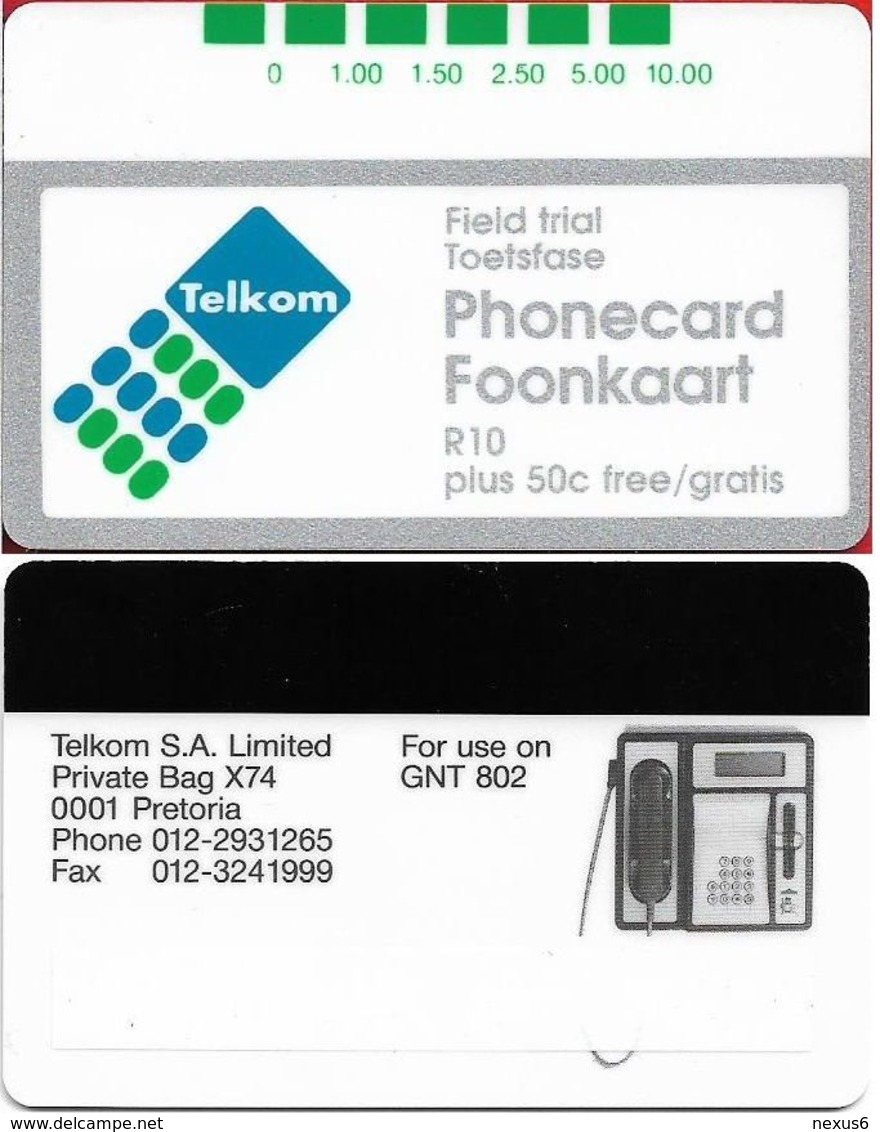 South Africa - Telkom (Thick Magnetic) - Field Trial Toetsfase GNT 802 Use, Without CN., 10+0.50R, Used - Suráfrica