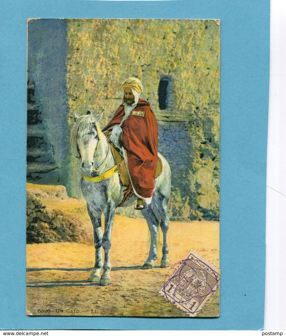 MAROC -1913 Carte Un Caïd Cavalier  *-Affranchissement Poste Chérifienne 1913  -pour Françe - Locals & Carriers