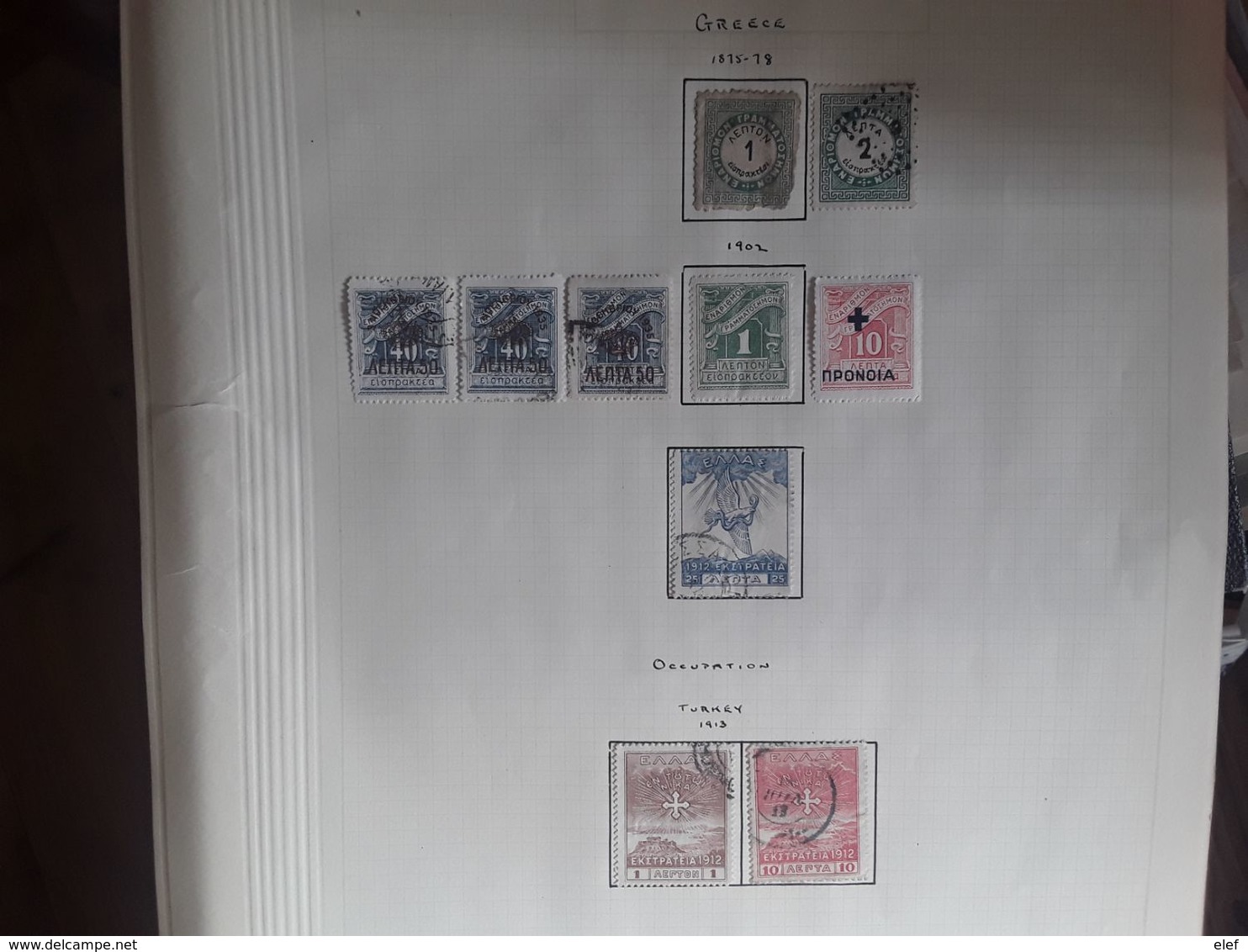 GRECE GREECE TAXE OCCUPATION,  Petit Lot De 10 Timbres Neufs * / Obl Dont Surchargés,  Sur Page Album Ancienne - Nuevos