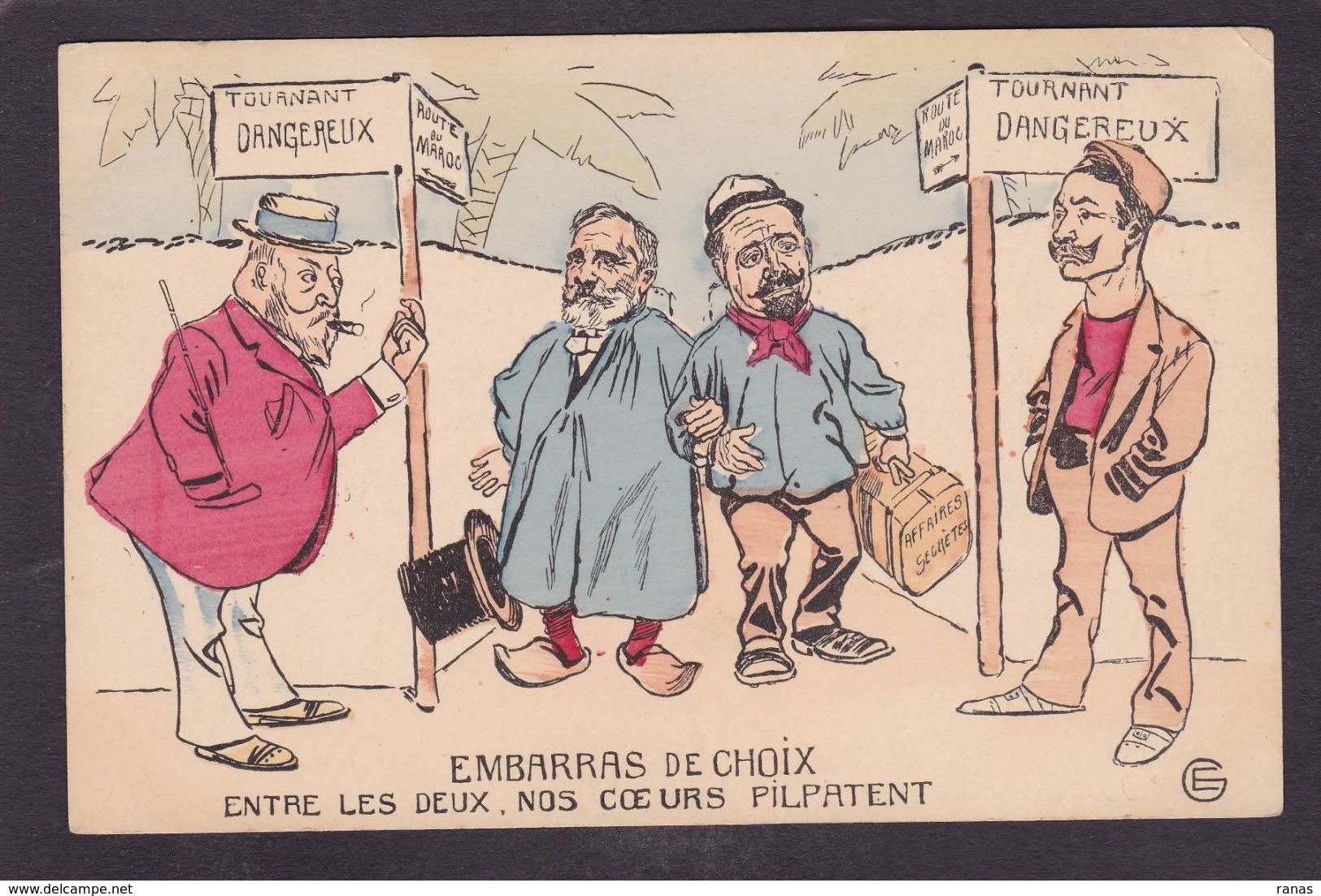 CPA MAROC Satirique Caricature Non Circulé Maroc Kaiser Angleterre Loubet - Altri & Non Classificati