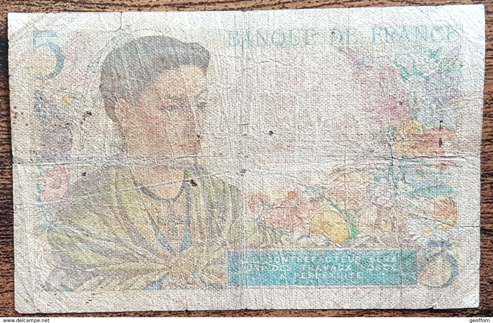Billet 5 Francs BERGER 22 7 1943 FRANCE J.26 - 5 F 1943-1947 ''Berger''