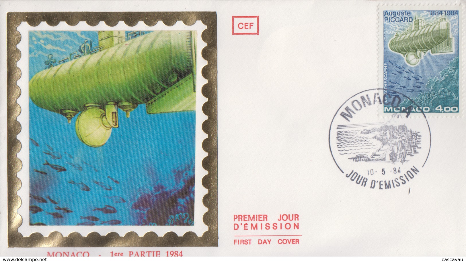 Enveloppe   FDC   1er  Jour  MONACO   Le  Bathyscaphe  D' Auguste  PICCARD   1984 - Submarinos