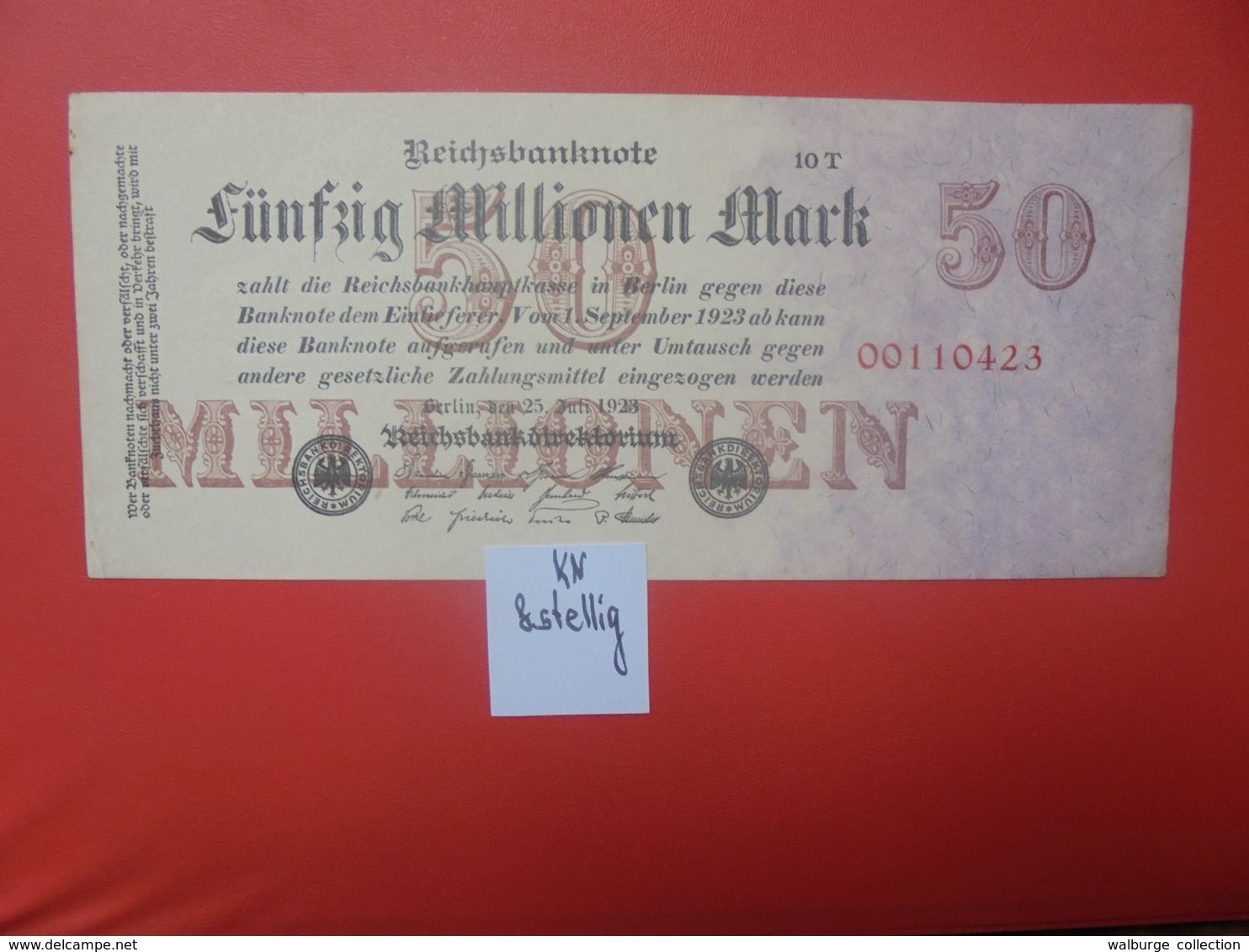 Reichsbanknote 50 MILLIONEN MARK 1923 8 CHIFFRES CIRCULER (B.16) - 50 Mio. Mark