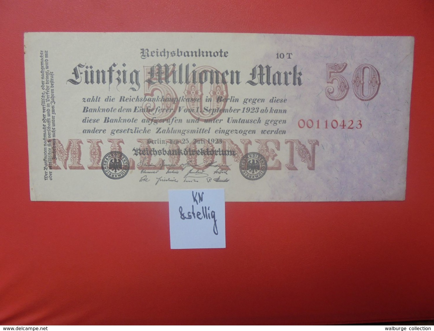Reichsbanknote 50 MILLIONEN MARK 1923 8 CHIFFRES CIRCULER (B.16) - 50 Millionen Mark