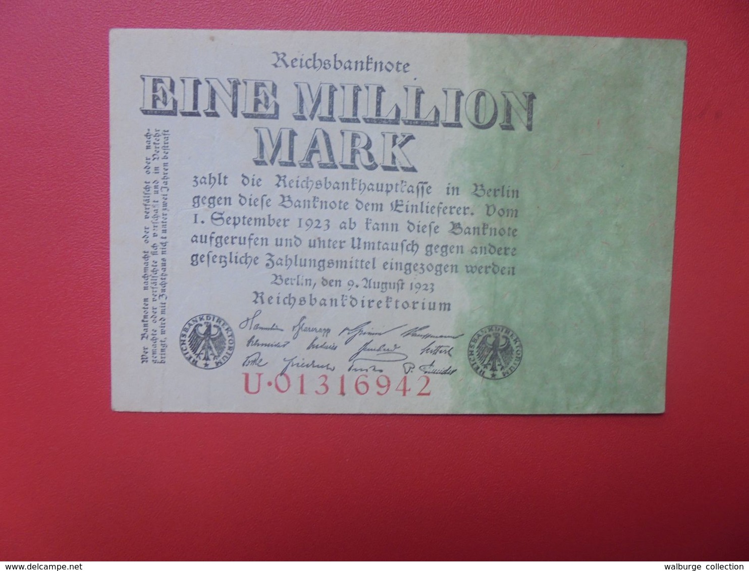 Reichsbanknote 1 MILLION MARK 1923 1 LETTRE+8 CHIFFRES CIRCULER (B.16) - 1 Million Mark