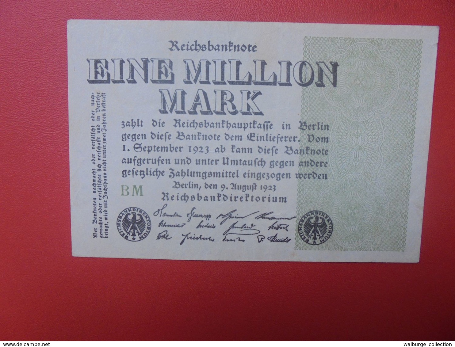 Reichsbanknote 1 MILLION MARK 1923 VARIANTE FILIGRANNE ET SANS CHIFFRES CIRCULER (B.16) - 1 Mio. Mark