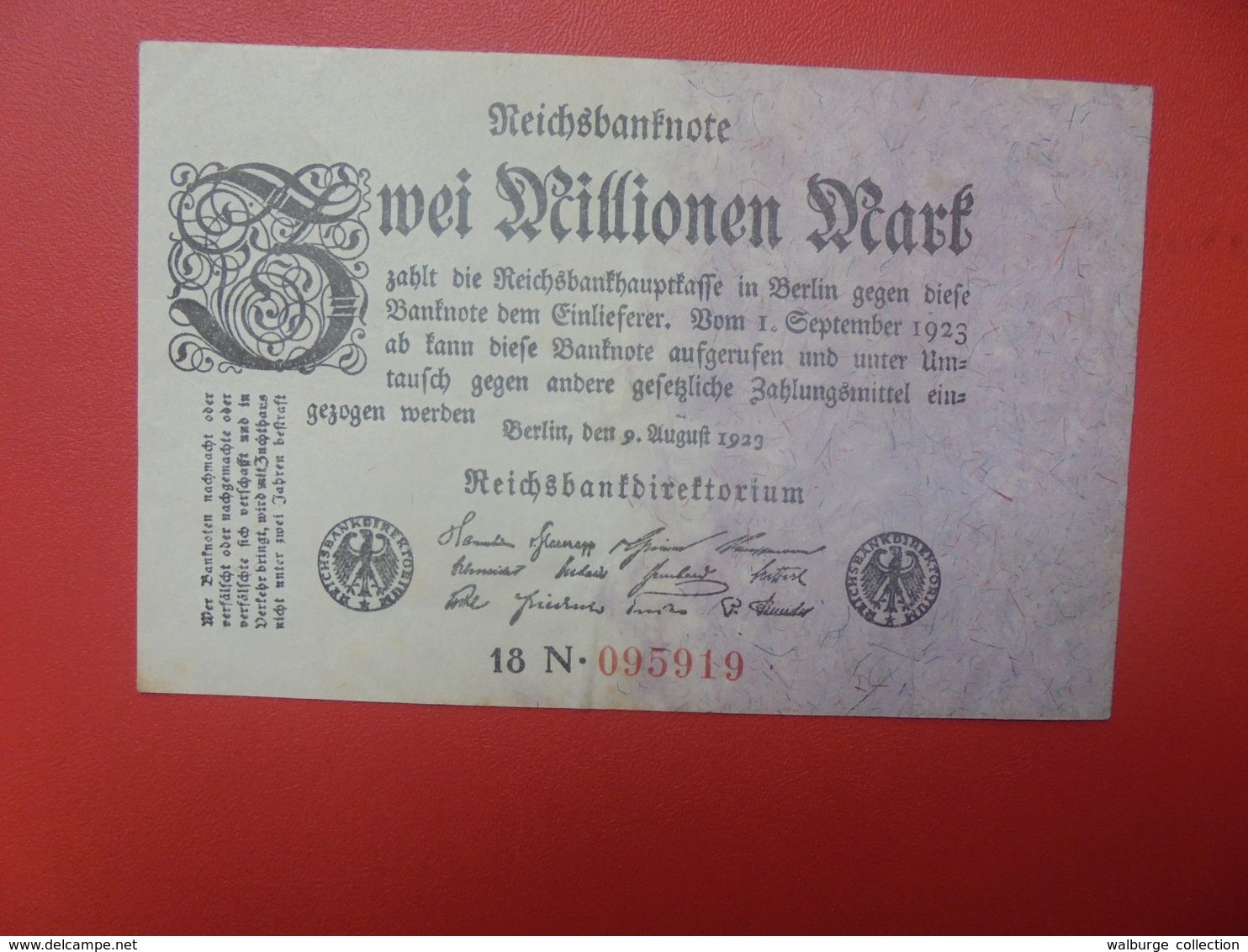 Reichsbanknote 2 MILLION MARK 1923 2 CHIFFRES NOIRES+1 LETTRE+6 CHIFFRES ROUGES CIRCULER (B.16) - 2 Mio. Mark