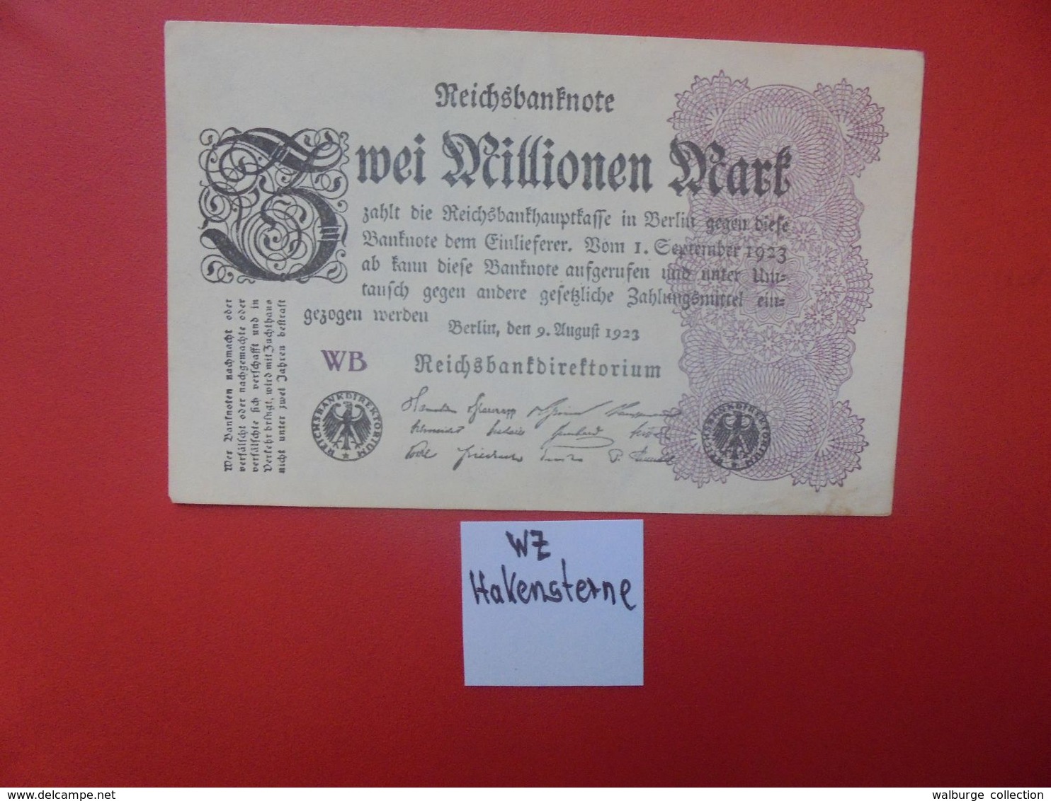 Reichsbanknote 2 MILLIONEN MARK 1923 VARIANTE FILIGRANNE CIRCULER (B.16) - 2 Millionen Mark